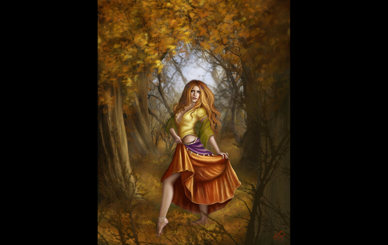 woman in autumn forest