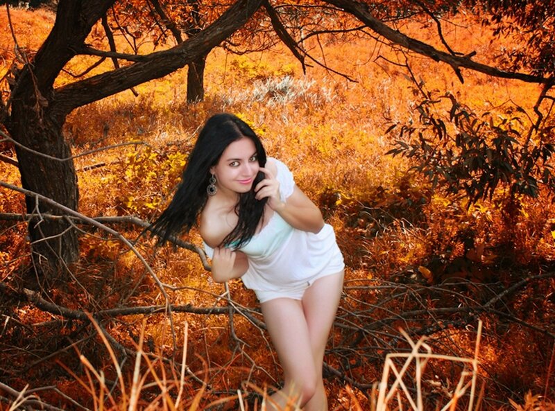woman in autumn forest