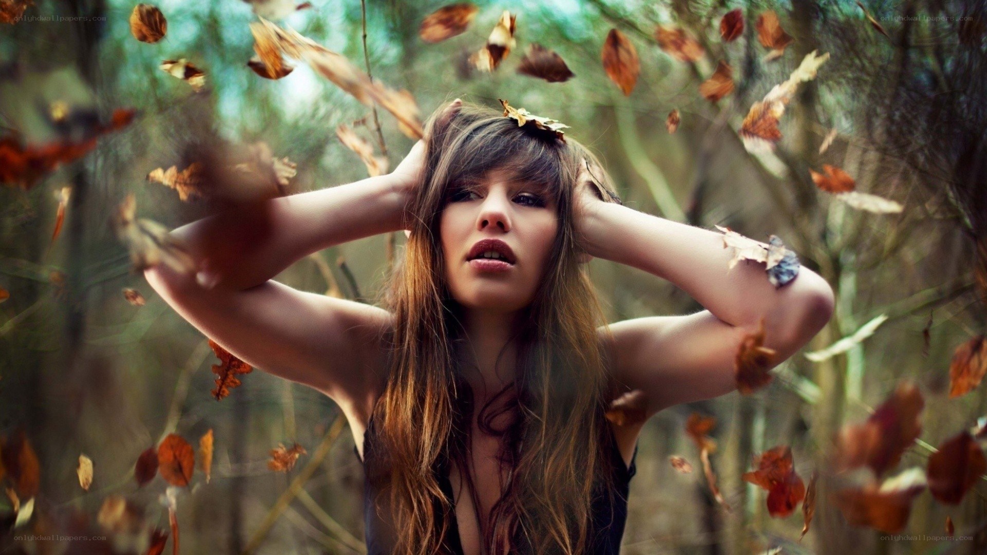 woman in autumn forest
