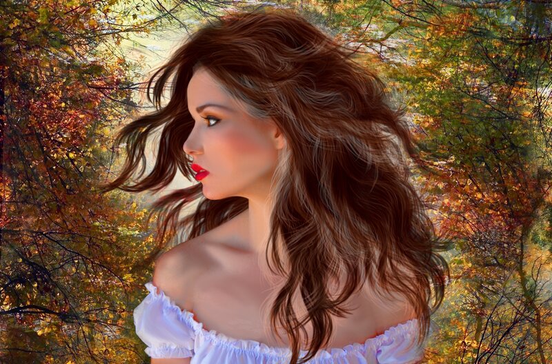 woman in autumn forest