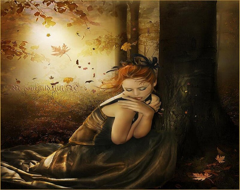 woman in autumn forest