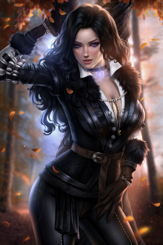 Woman in Autumn Forest — Black, Dramatic