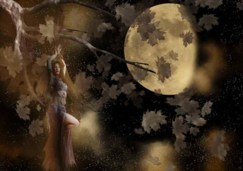 Woman in Autumn Forest — Brown