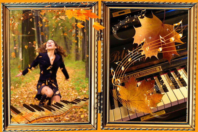 Woman in Autumn Forest — Orange, Joyful