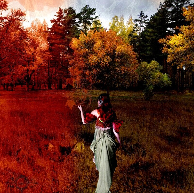 Woman in Autumn Forest — Red