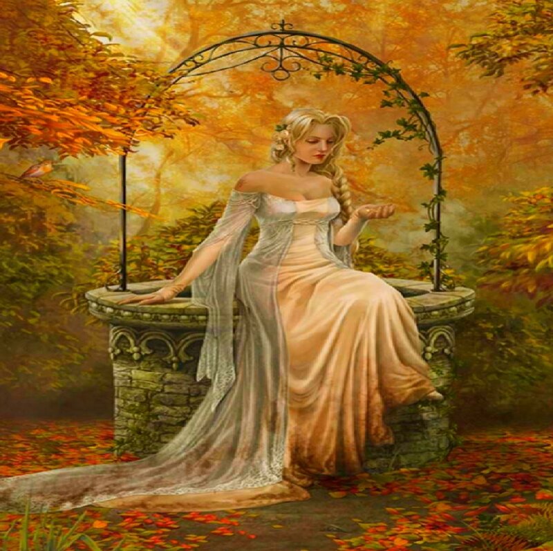 Woman in Autumn Garden — Orange