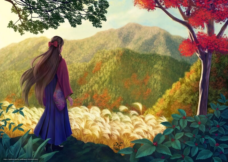 Woman in autumn landscape