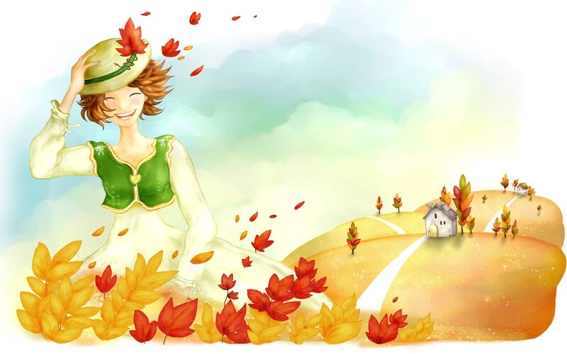 Woman in autumn landscape