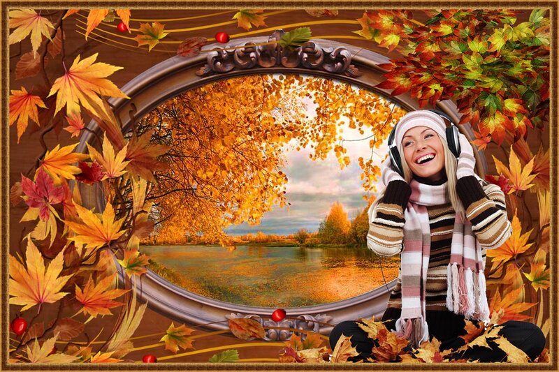 Woman in Autumn Leaves — Orange, Festive
