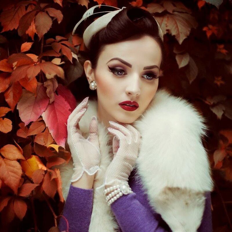 Woman in Autumn Leaves — White