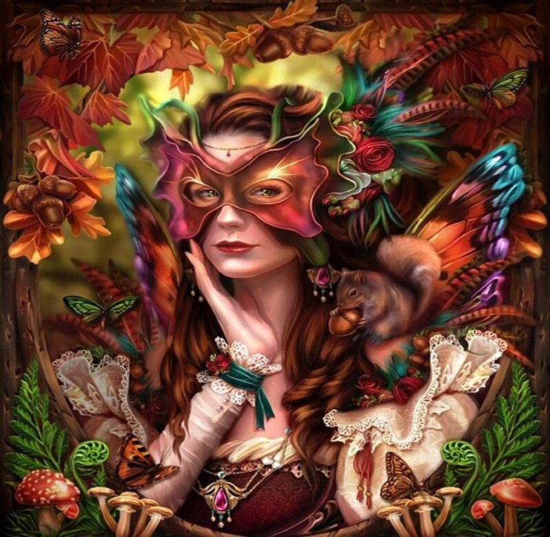 Woman in Autumn Mask