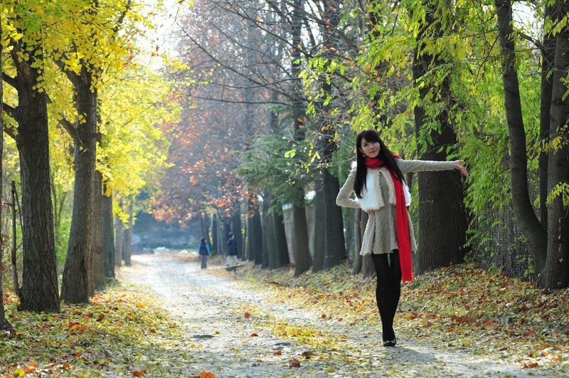 Woman in autumn park