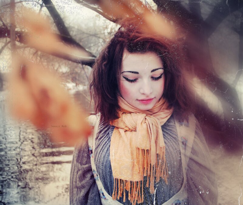 woman in autumn scarf