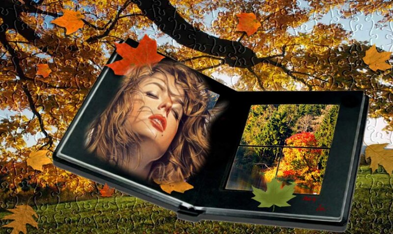Woman in Autumn Scene