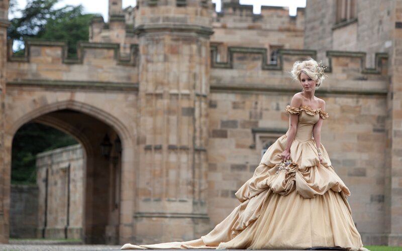 Woman in Ball Gown — Beige, Dramatic