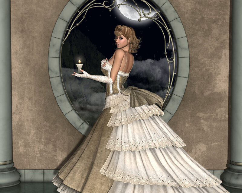 Woman in Ball Gown — Beige