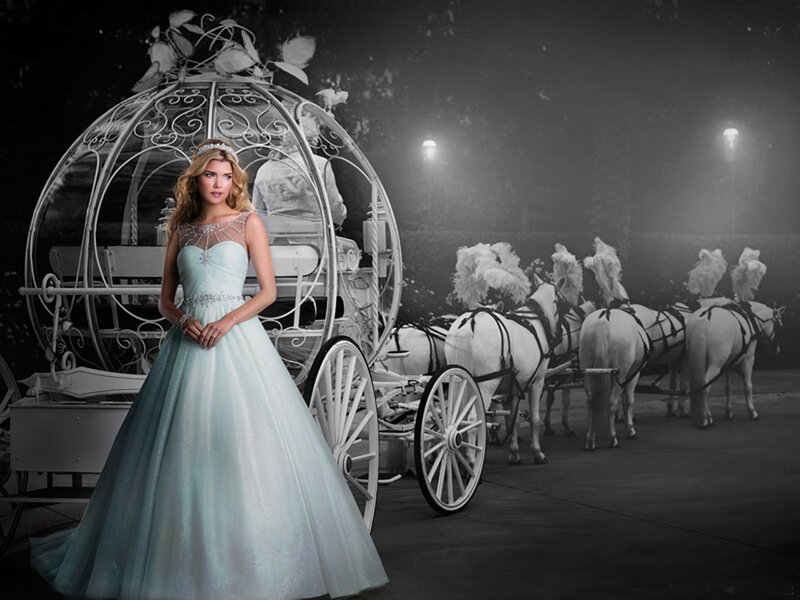 Woman in Ball Gown — White, Dramatic, Night