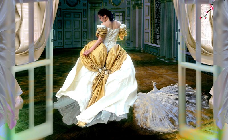 Woman in Ball Gown — White, Dramatic