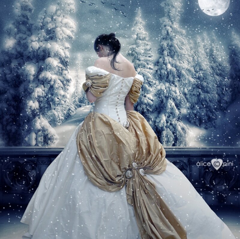Woman in Ball Gown — White