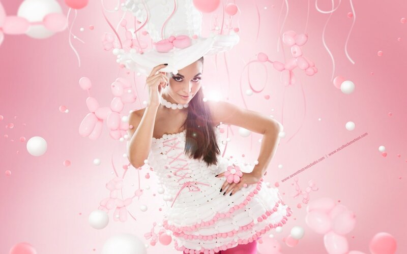 woman in balloon dress