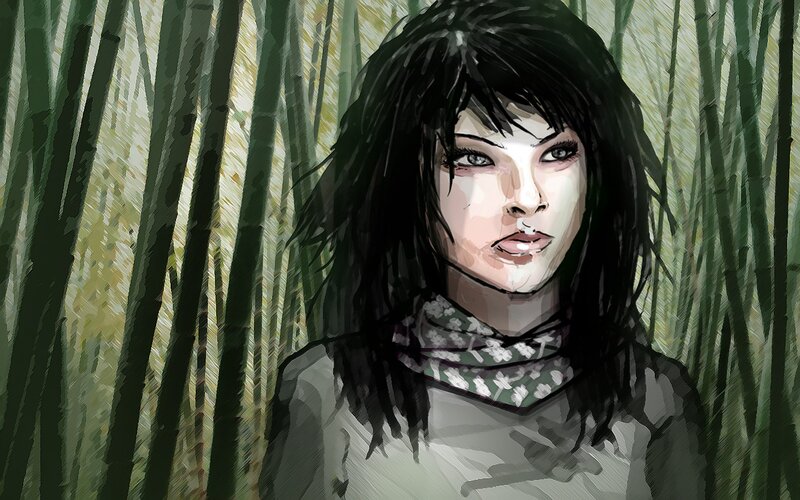 woman in bamboo forest