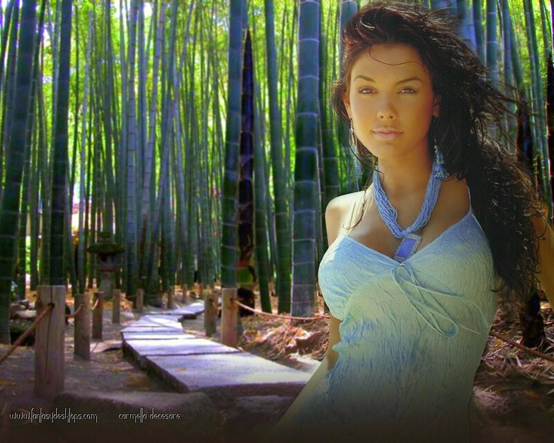 Woman in Bamboo Forest — Green, Serene