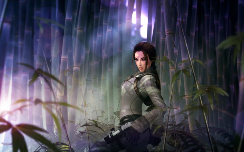 Woman in Bamboo Forest — Purple