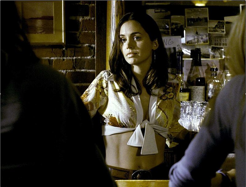 woman in bar with patterned top