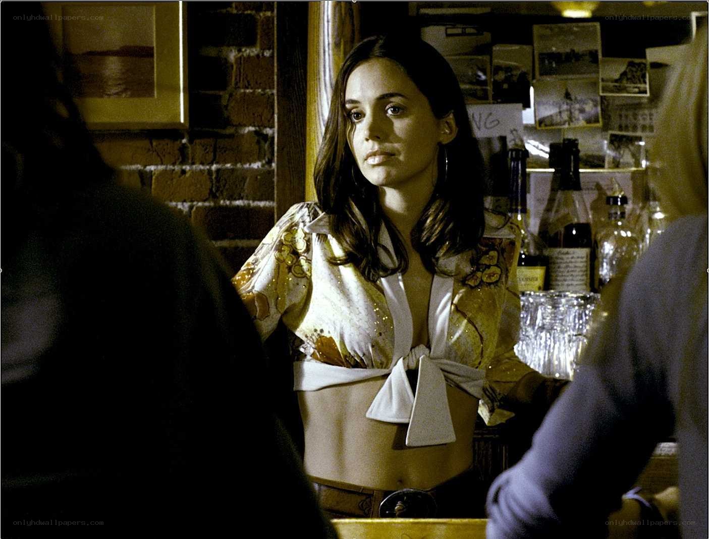 woman in bar with patterned top