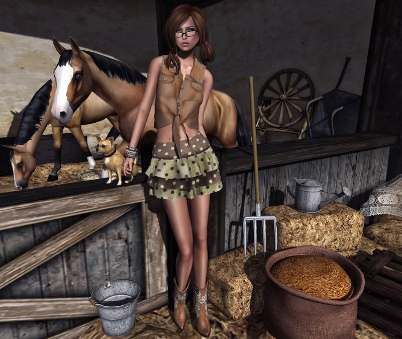 Woman in Barn — Brown, Calm