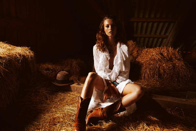 Woman in Barn — Brown