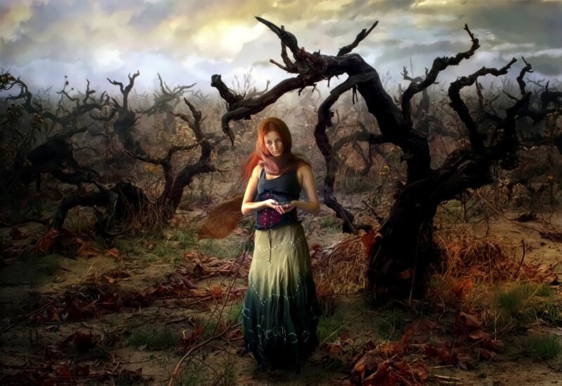 Woman in Barren Orchard