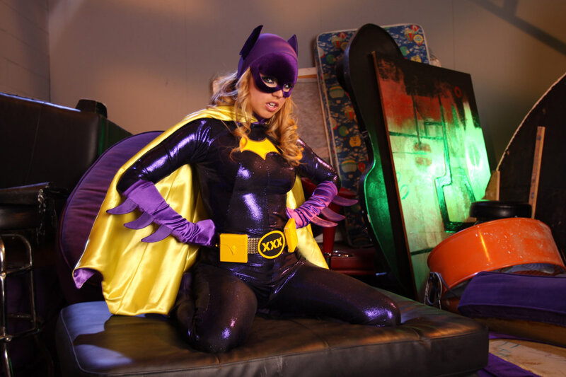 Woman in Batgirl Costume — Purple, Dramatic