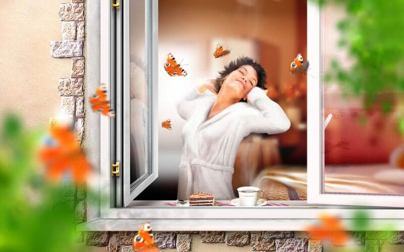 Woman in Bathrobe — White, Serene