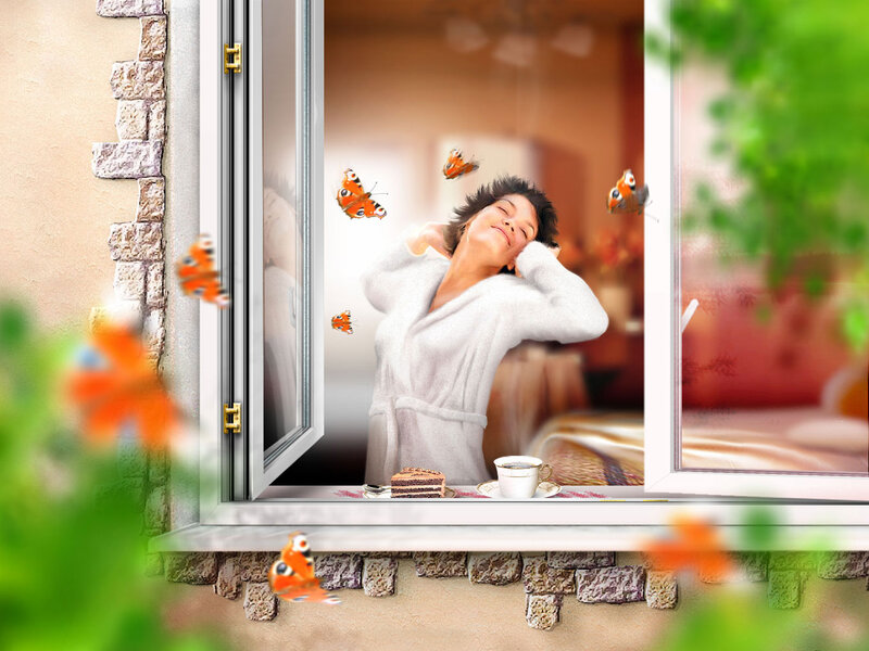 Woman in Bathrobe — White