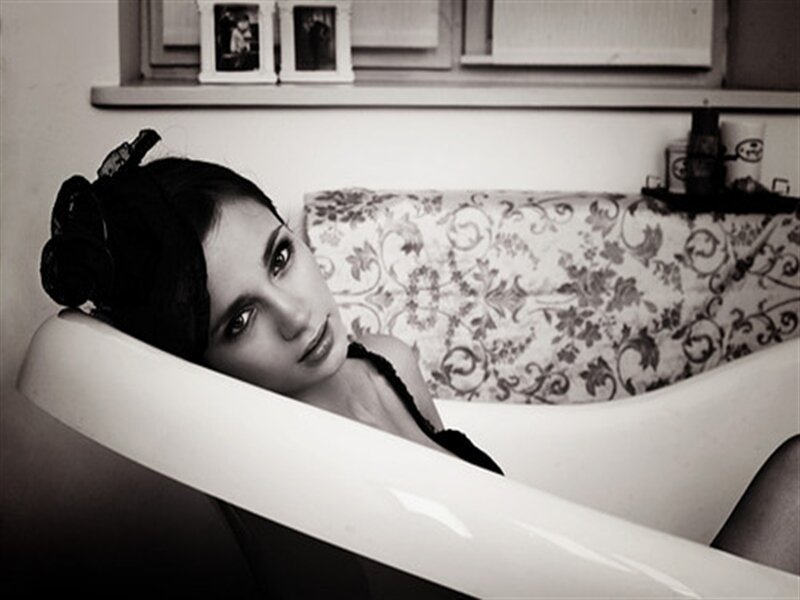Woman in Bathtub — Black, Dramatic, Photograph, Photographs