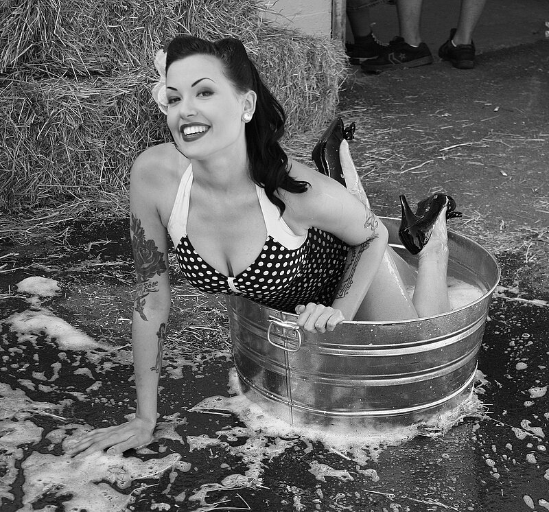 Woman in Bathtub — Black, Playful