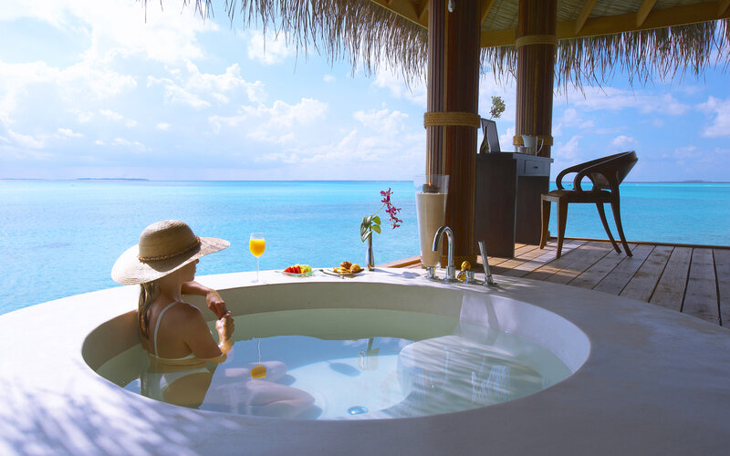 Woman in Bathtub — Blue, Serene, Afternoon, Photograph