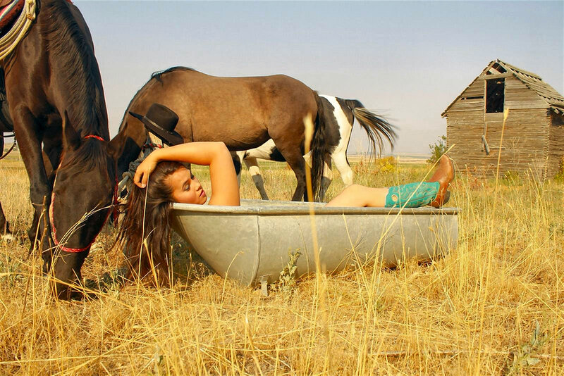Woman in Bathtub — Brown, Serene