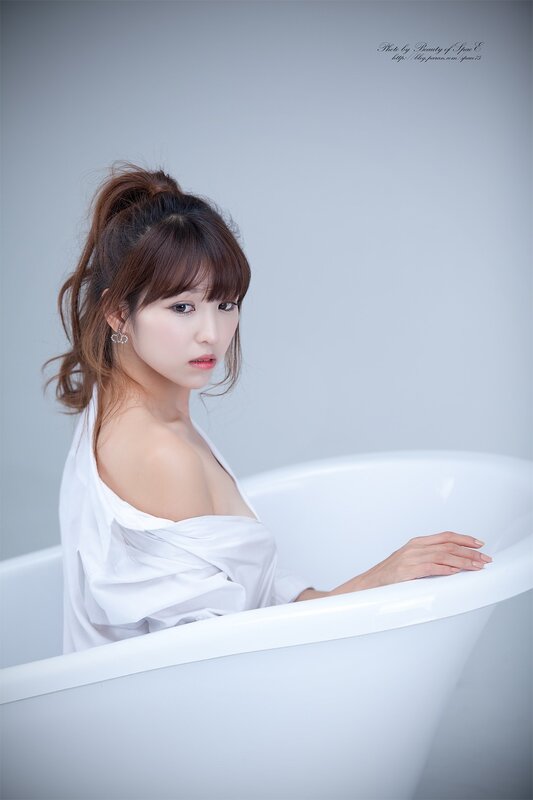Woman in Bathtub — White, Serene, Photograph, Shirt