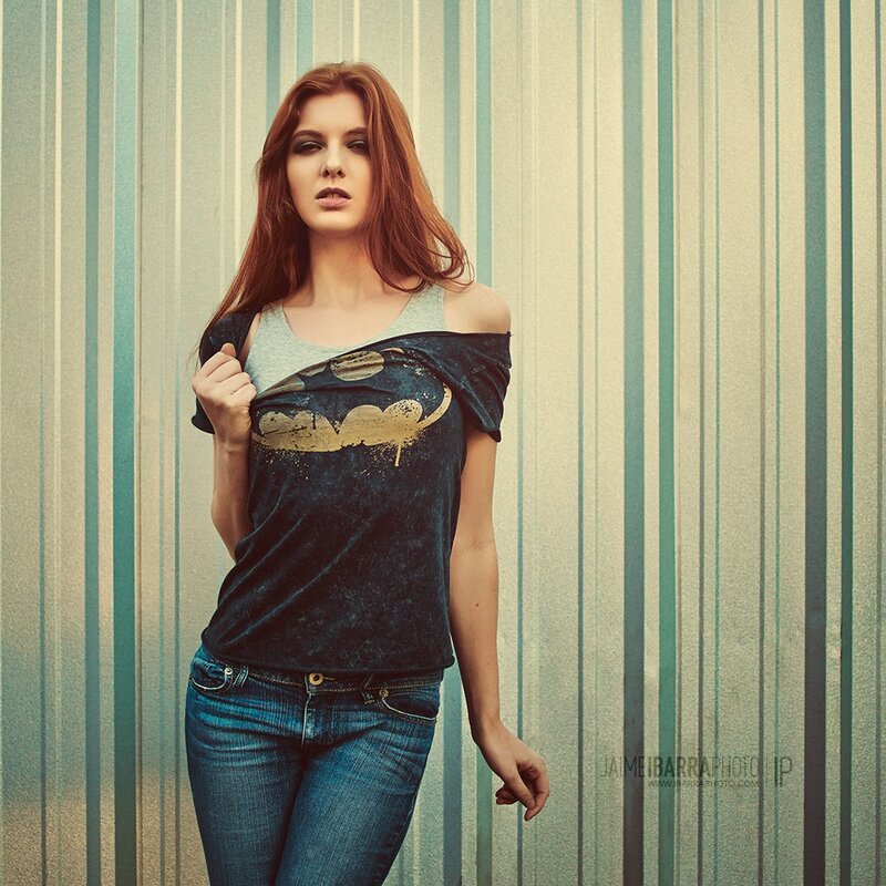 Woman in Batman t-shirt