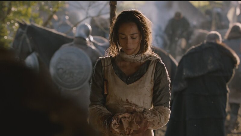 woman in battle aftermath
