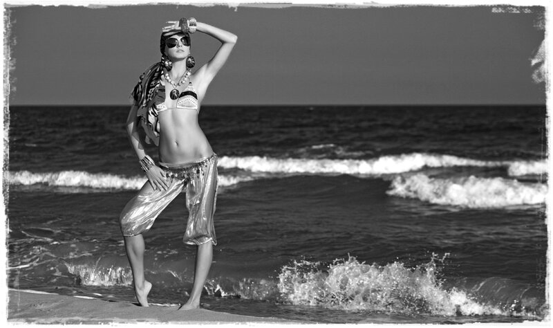 Woman in Beach Attire — Black