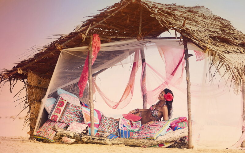 Woman in Beach Hut