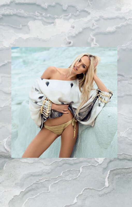 woman in beachwear on sand