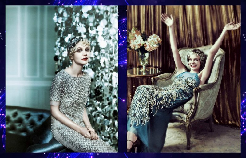 Woman in Beaded Dress — Blue, Dramatic