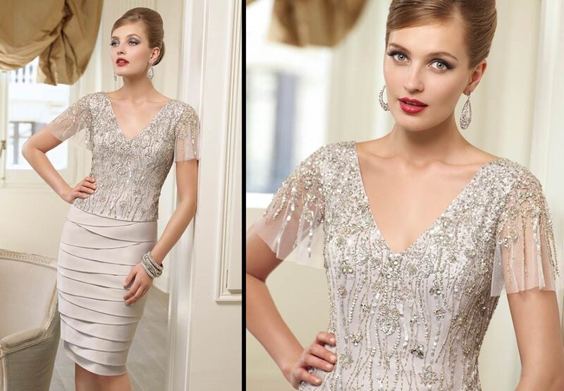 Woman in Beaded Dress — Silver, Elegant