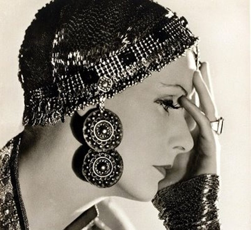 Woman in Beaded Headpiece — Black