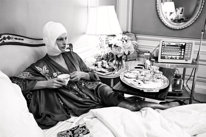 woman in bed with bandages