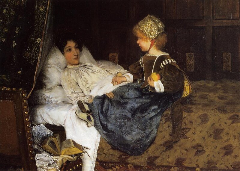 Woman in bed with child
